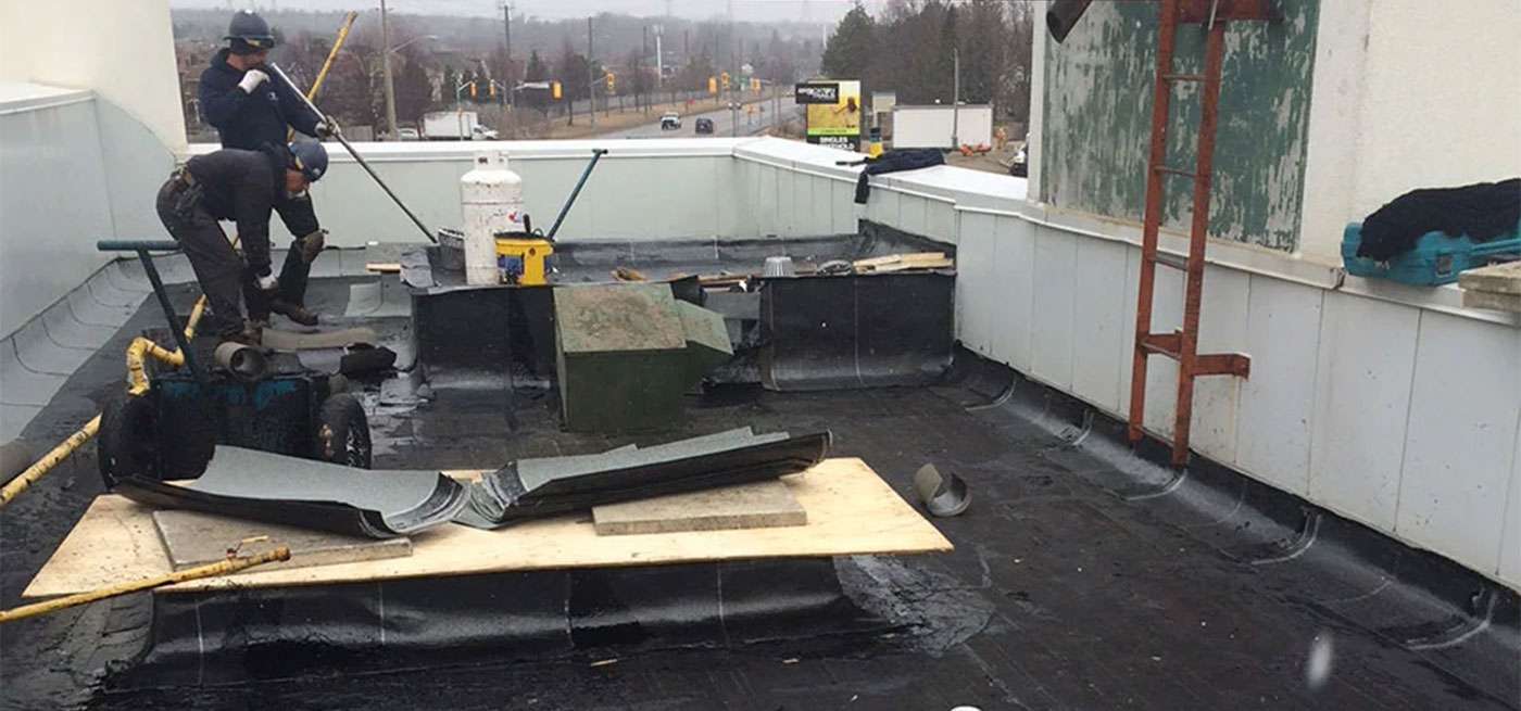 Commercial roofing application in Pickering by Metro Roofing experts