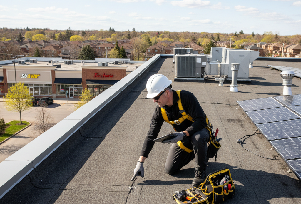 Commercial flat roof inspection in Pickering Durham Region