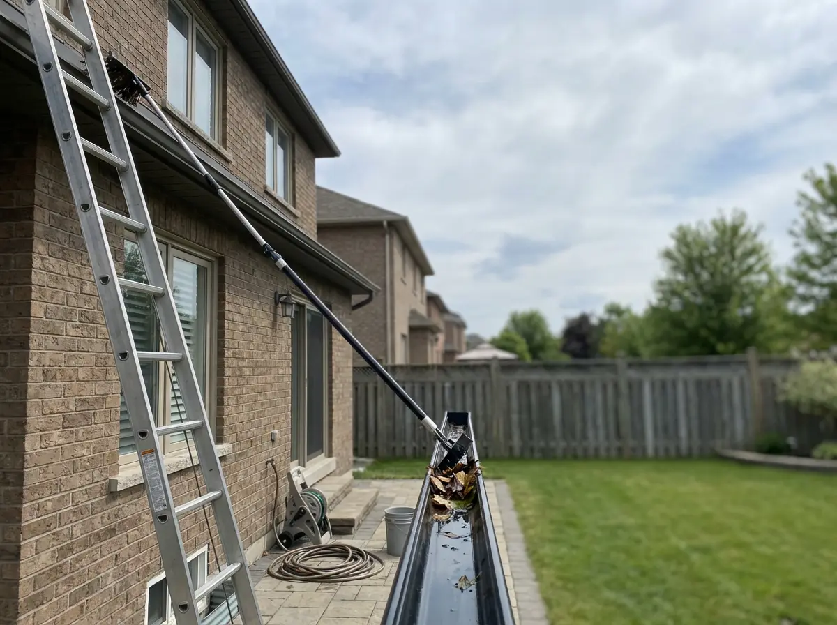 Metro Roofing performing gutter maintenance and cleaning in Ajax