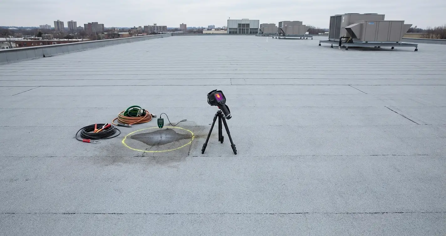 Metro Roofing guide to locating leaks on commercial roofs in Ajax