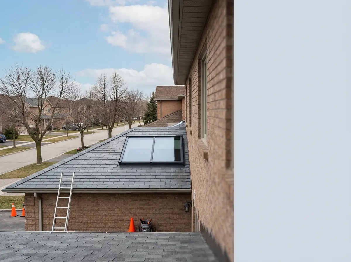 Metro Roofing skylight contractor working on a roof in Ajax